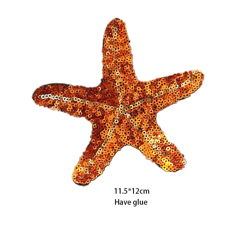 Sequins Starfish Sequins Shell Embroidered Badge Cloth Patch, Clothing Accessories Decoration Iron on Patches for Clothing