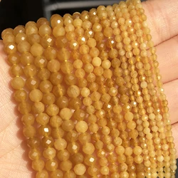 Small Waist Beads 2 3 4mm Natural Topaz Yellow Jades Loose Stone Beads for Jewelry DIY Making Bracelet Earrings Accessories 15''