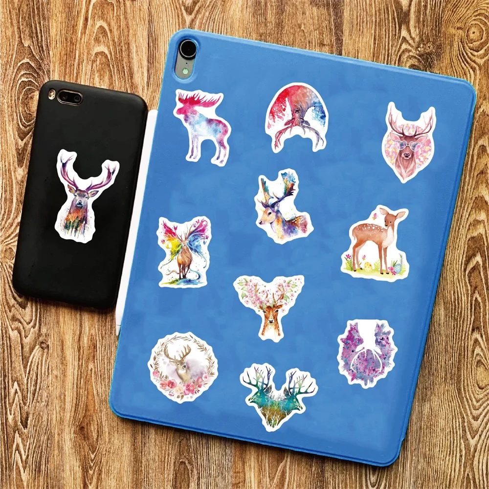 50pcs Watercolor Deer Stickers For Notebooks Scrapbook Stationery Kscraft Cute Sticker Scrapbooking Material Craft Supplies