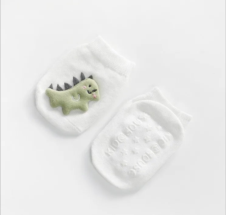 Bebê recém-nascido não-skid meias bonito 3d desenhos animados animal design infantil chinelo meias com apertos para 0-36 meses