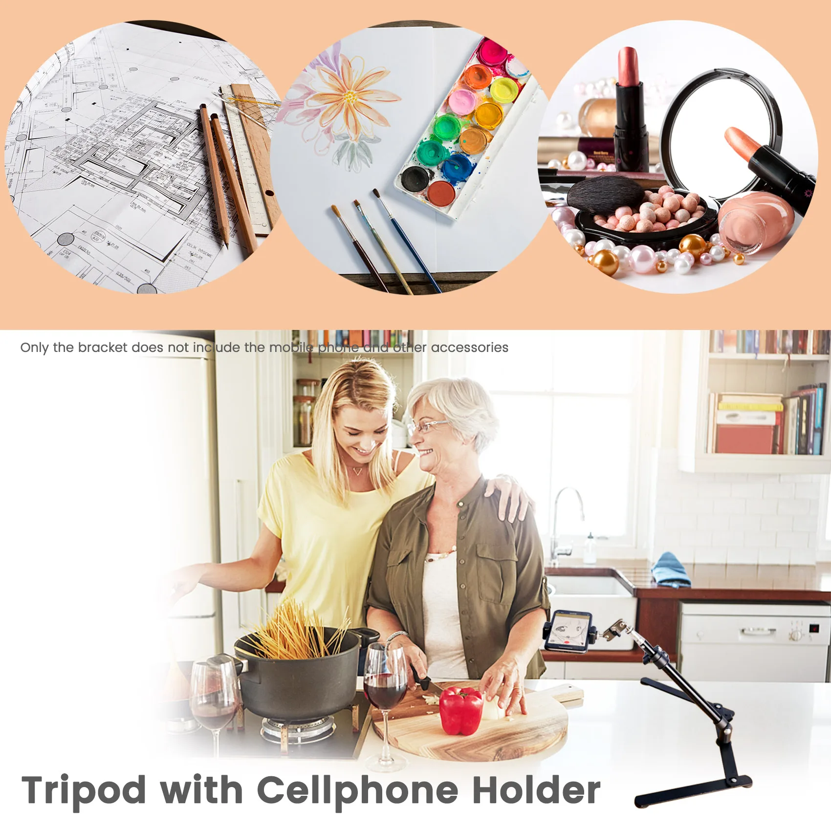 حامل ثلاثي للهاتف الخلوي ، حامل مكتب معدني للهواتف المحمولة ، للتدريس عبر الإنترنت ، حامل لنسخ الصور مع مشبك