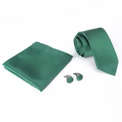 GUSLESON Brand New Silk Solid Tie Set 6cm Pink Green Necktie Pocket Square Tie Handkerchief Cufflinks Suit For Wedding