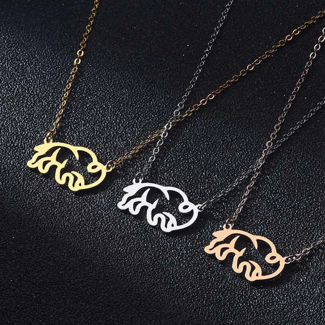 Stainless Steel Simple Cow Silhouette Necklace For Women Bison Buffalo Cow Shape Pendant Necklaces Girls' Gift Jewelry Wholesale