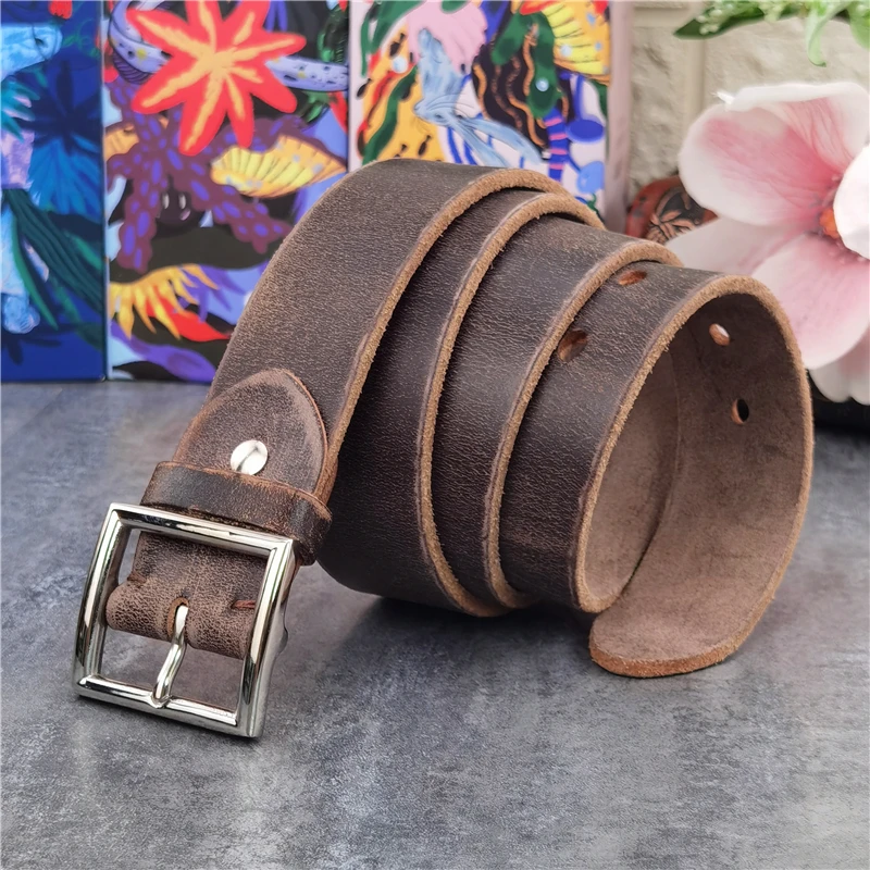 Stainless Steel Belt Buckle Mens Belts Luxury Thick Genuine Leather Belts For Men Ceinture Leather Belt Man Male Belts SBT0018