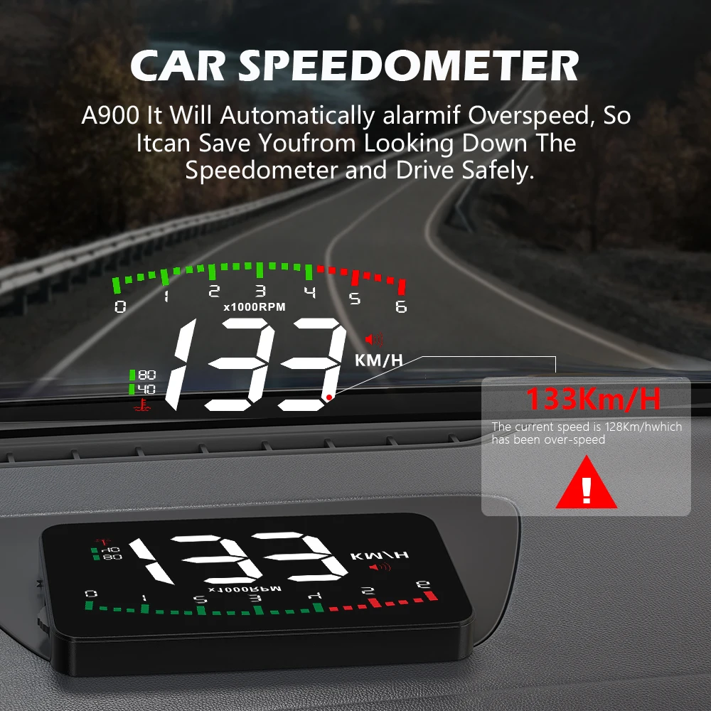 WIIYII  A900 OBD2 HUD Auto Accessories Head Up Display Speed RPM car electronic accessorie Gadgets Inteligentes Projector in car