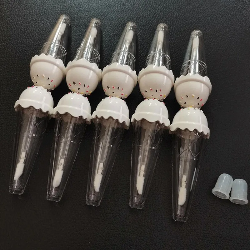 Creative Ice Cream Shape 5ml Lip Gloss Container White Plastic Lip Gloss Bottle Cute Popsicle Lipgloss Tubes Packaging 20/50pcs