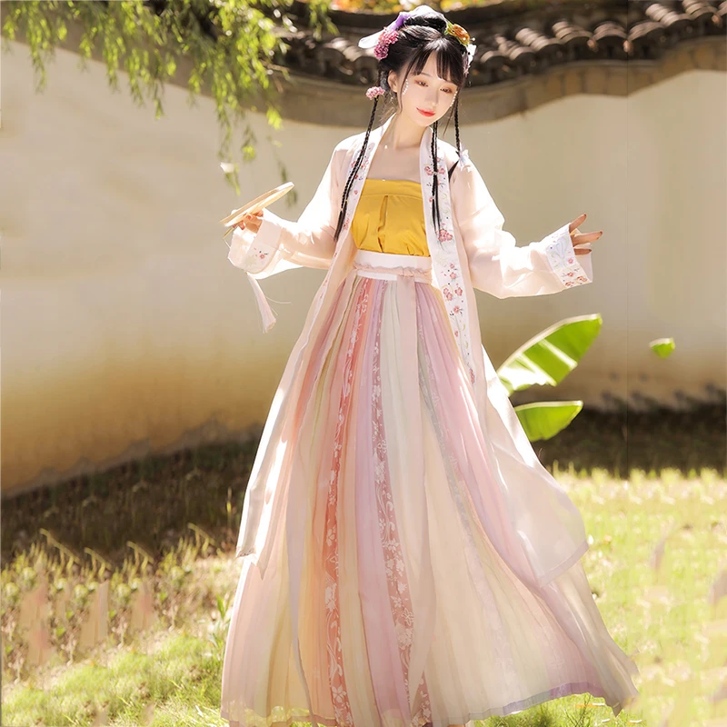 

Embroidery Dance Costumes Hanfu Women Folk Slim Fairy Dress Traditional Chinese Clothes Rave Performance Clothing Chion YB1069