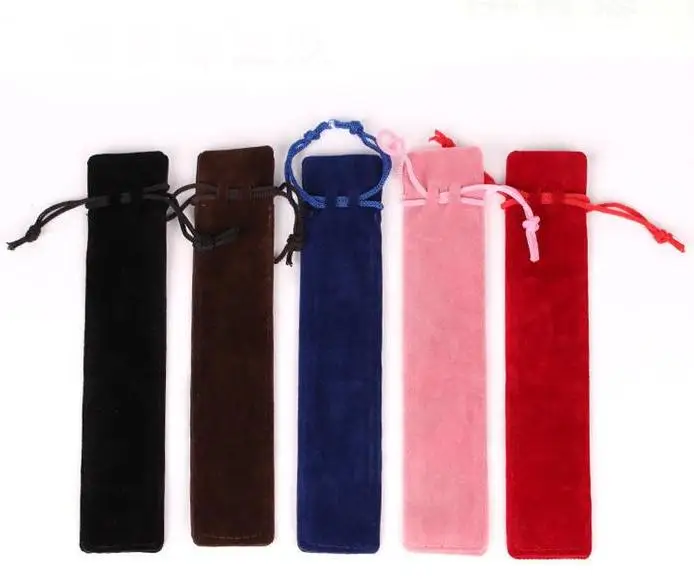 

Wholesale 1000pcs/lot Good Quality Crystal Ballpoint Velvet Pen Bag Pen Pouch Pen Case with Rope 6 Colors Wholesale