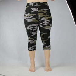 Babbytoro Leggings donna Midcalf Summer Military Camo Print 3/4 Crop Short Legging Pant Large Size 7xl 6xl 5xl Xs grigio verde