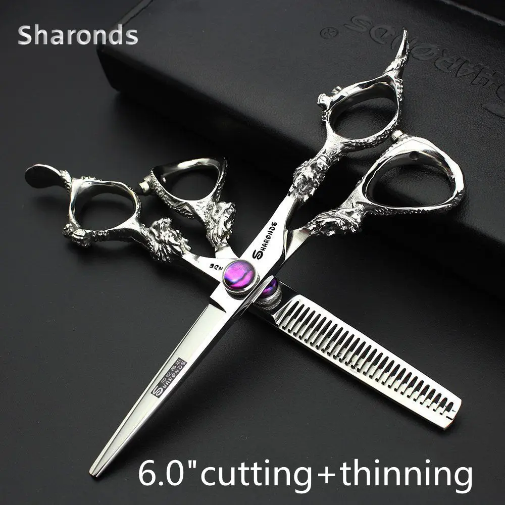 

6 Inch Professional Hairdressing Scissor Barber Scissor Cutting and Thinning Japan 440c Salon Hairdressing Scissors Set Wearable