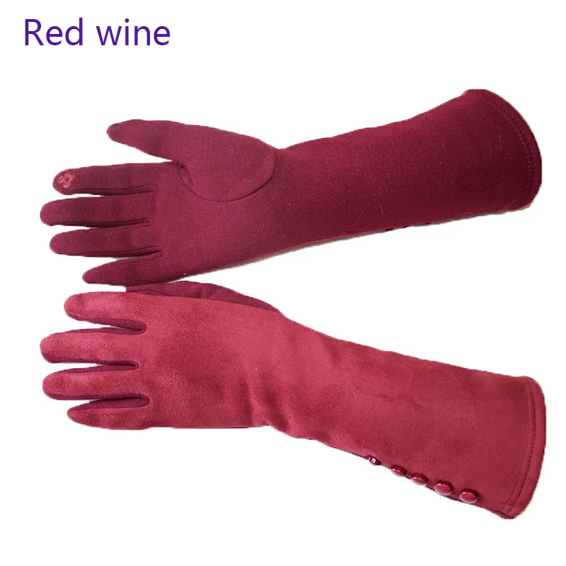 New 35 CM Long Knitted Cotton Gloves Women Can Touch Screen Suede Fashion Simple Autumn and Winter Sun Protection Warm Sleeves