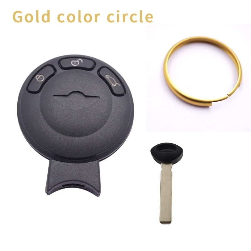 Xinyuexin Smart Remote Car Key Fob Shell for BMW Mini Cooper R56 3 Button Remote Keyless Entry Auto Car Key Case Colorful Circle