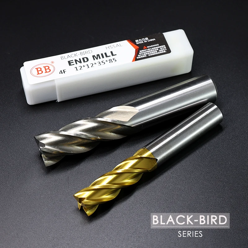 BB TiN Coating End Mills HSS ISO Imperial Inch Diameter Metal Cutter Router Bit High Speed Steel 1-25mm 4 Flutes 3.175 1/8