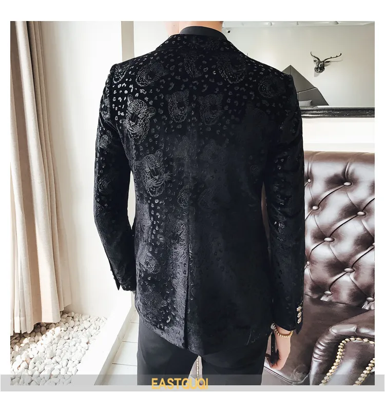 100%real luxury mens black printing event/short tuxedo jacket/fashion