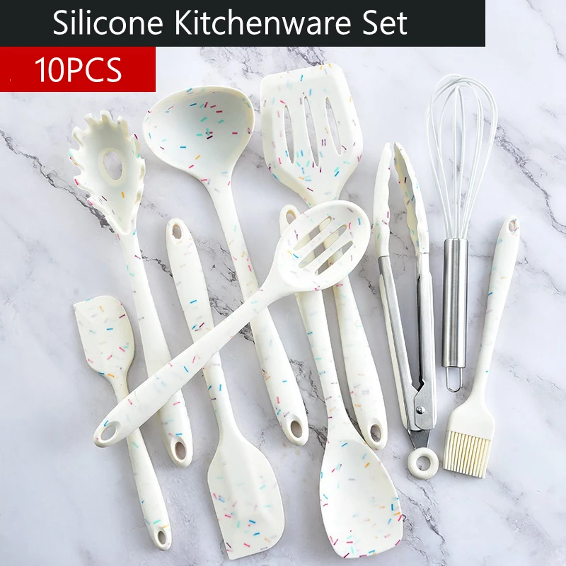 

10pcs/set Silicone Cooking Utensils Non-stick Kitchenware BPA Free Silicone Spatula Kitchen Cooking Tools Set