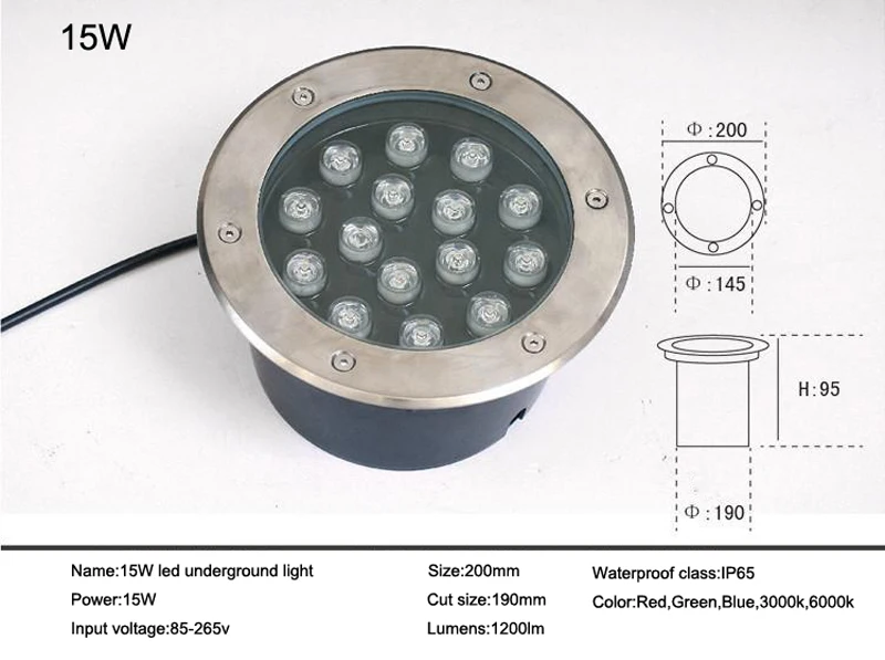 Nuevo 1w / 3w / 5w / 6w / 7w / 9w / 12w / 15w / 18w LED suelo de jardín al aire libre lámpara enterrada subterránea Spot