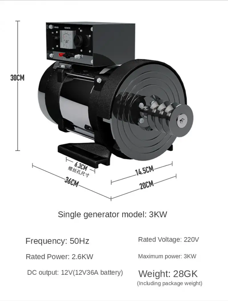 220V high-power small diesel generator 3KW household generator frequency 50HZ