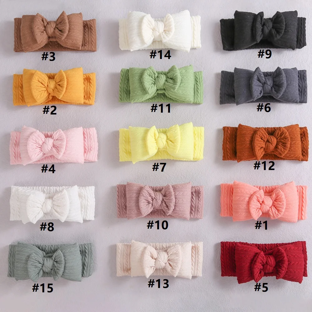 15pc/lot 5inch Infant Baby Big Bowknot Headband Waffle Head wraps Kids Ribbed Bows Wide Turban Children Girl's Hair Accessories