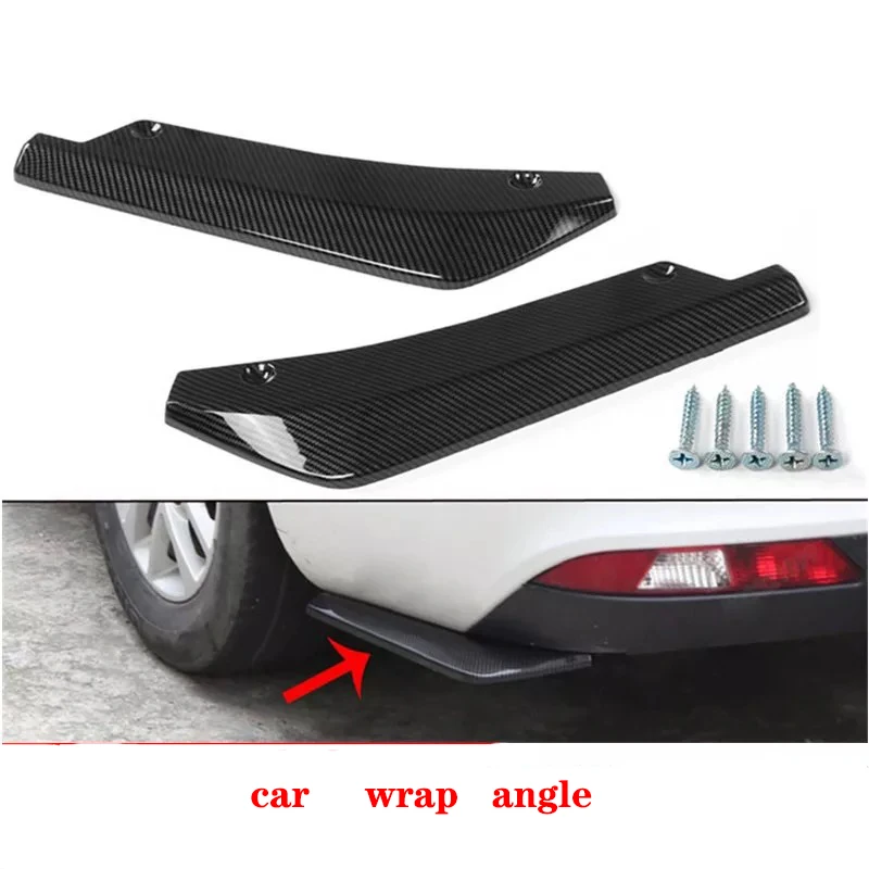 a Pair Universal Rear Bumper Lip Angle Splitters Diffuser Decorative Protection Bright Black Winglets Side Skirt Extensions