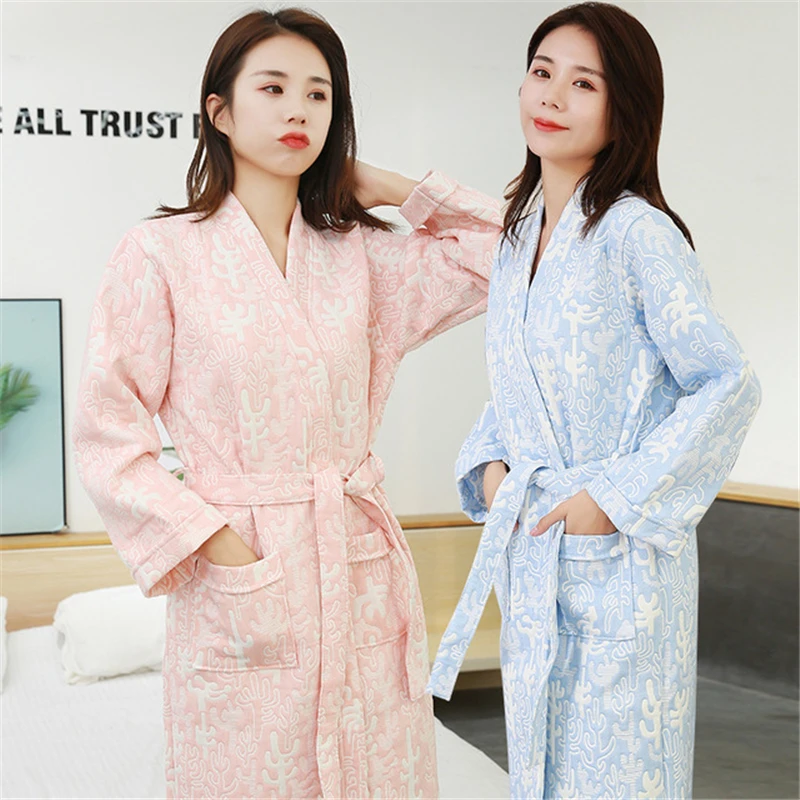 Kimono nightgown autumn and winter thickened cotton bathrobes ladies hotel couple towel yukata beauty salon robe pijamas women