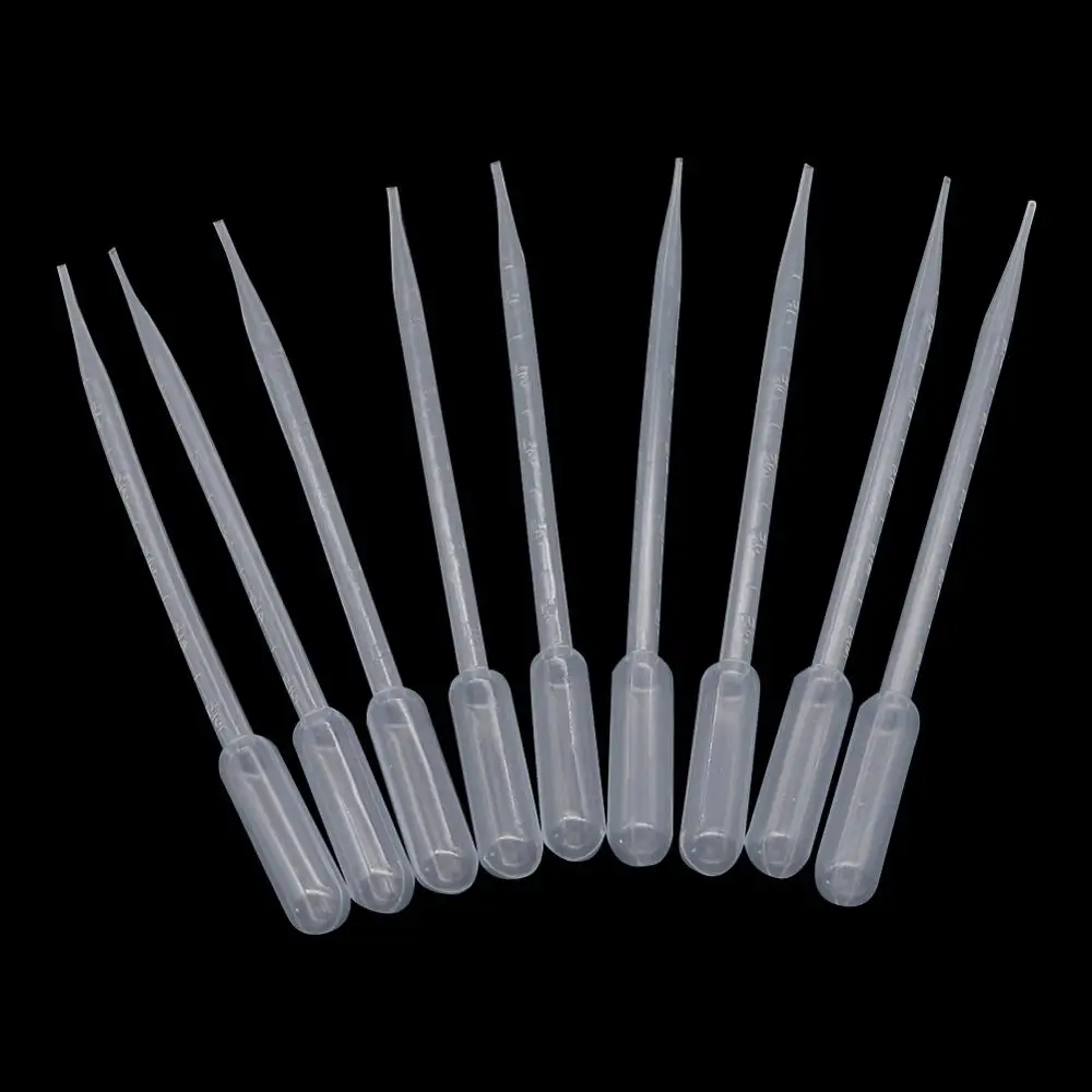 100Pcs 0.2/0.5/1/2/3/5/10ML Laboratory Pipette Plastic Disposable Graduated Pasteur Pipette Dropper Polyethylene Makeup Tools