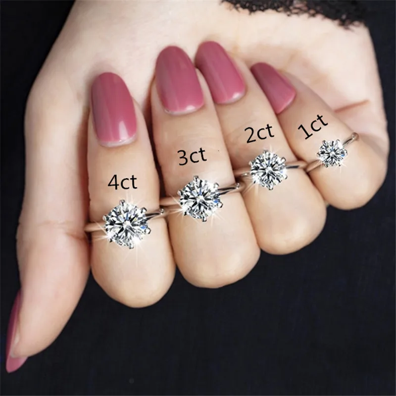 CC Rings For Women Trendy Jewelry 1-5ct Cubic Zirconia 6 Claws Simple Ring Wedding Jewelry Bridal Accessories Anel CC1611