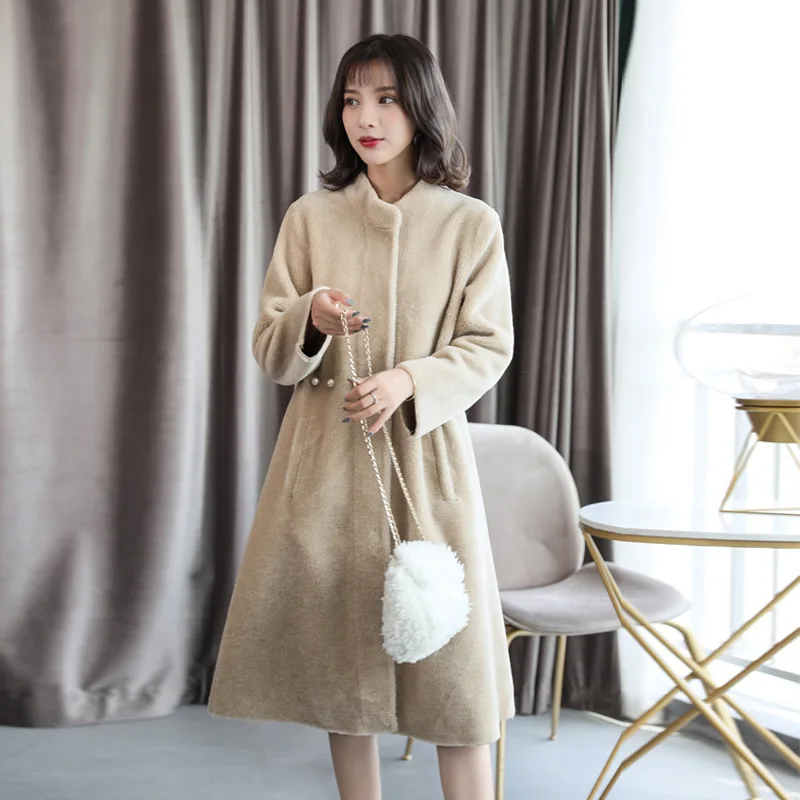 

Real Fur Coat Women Elegant Winter Coat Women Natural Wool Coats for Womens Clothing Abrigos Mujer Invierno 2020 MZ1820 YY686