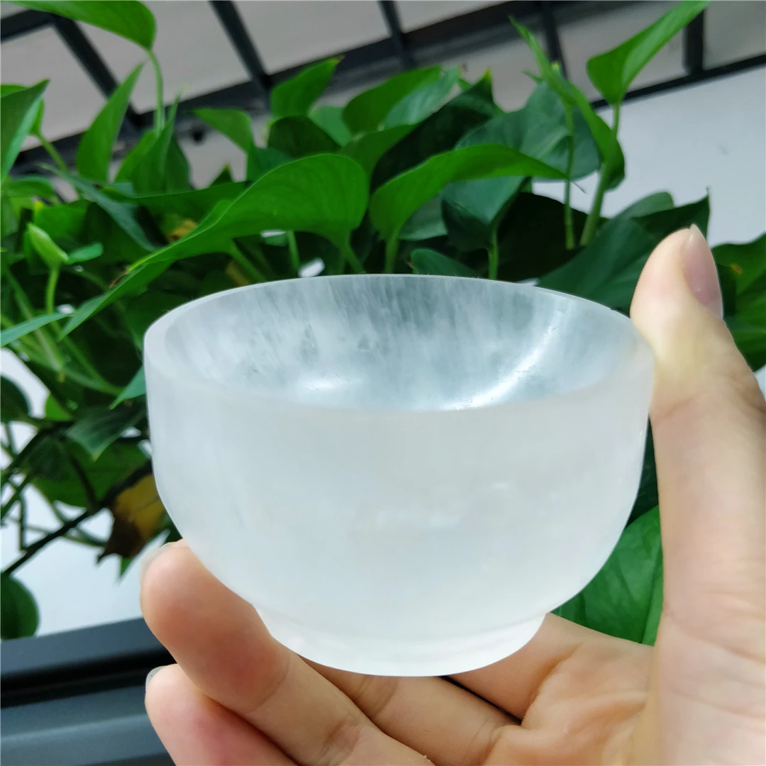 Natural Selenite Quartz Original White Gypsum Crystal Carved Bowl Kitchen Accessories Plaster Created Folk Craft Wholesale Stone