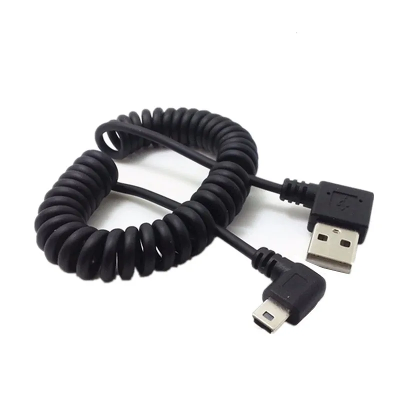 90 Degree Double Right Elbow USB Mini Data line Left T Port for MP3 Hard Disk Camera Car Navigation Data Line Charging line 1M