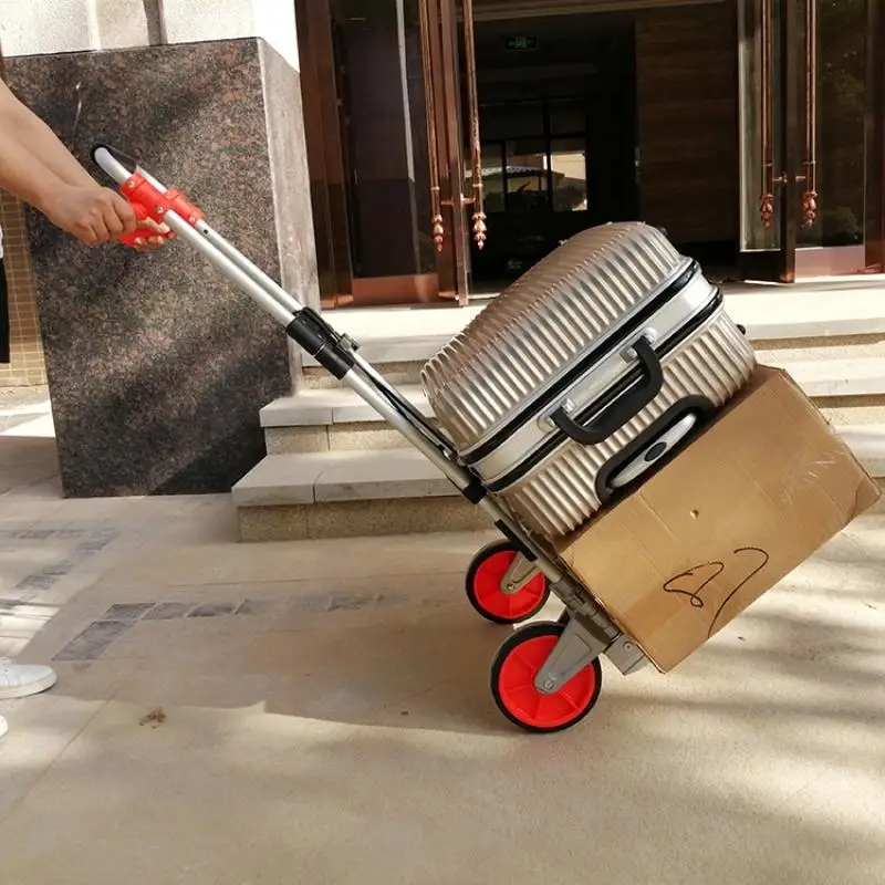 Gấp Di Động Cần Kéo Xe Đẩy Xe Đẩy Tải Trọng Xe Tải Nhà Mua Sắm Rau Xe Ngoài Trời Hành Lý Xe Kéo