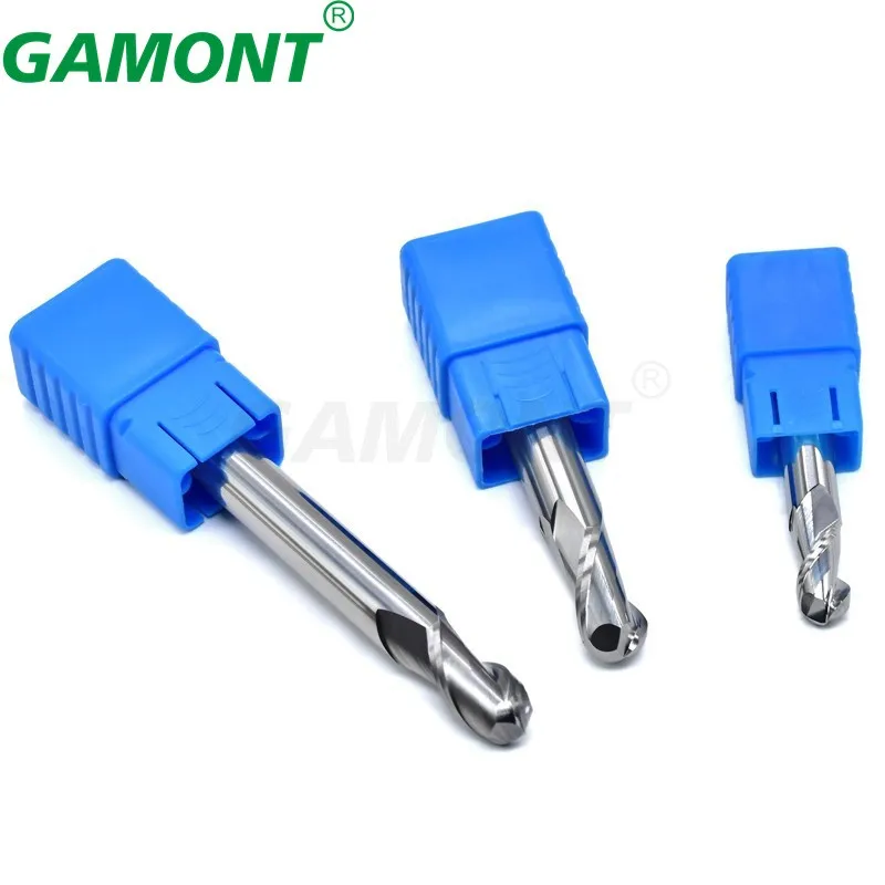 GAMONT HRC50 2-Flute Ball End Endmil Tungsten Steel Carbide For Aluminium CNC Machinery Maching Milling Cutter Tools