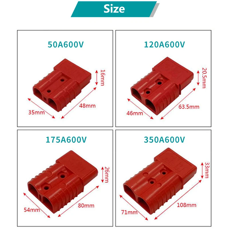 1PCS 50A /120A /175A /350A red/gray industrial plug electric forklift battery high current quick connector battery power plug