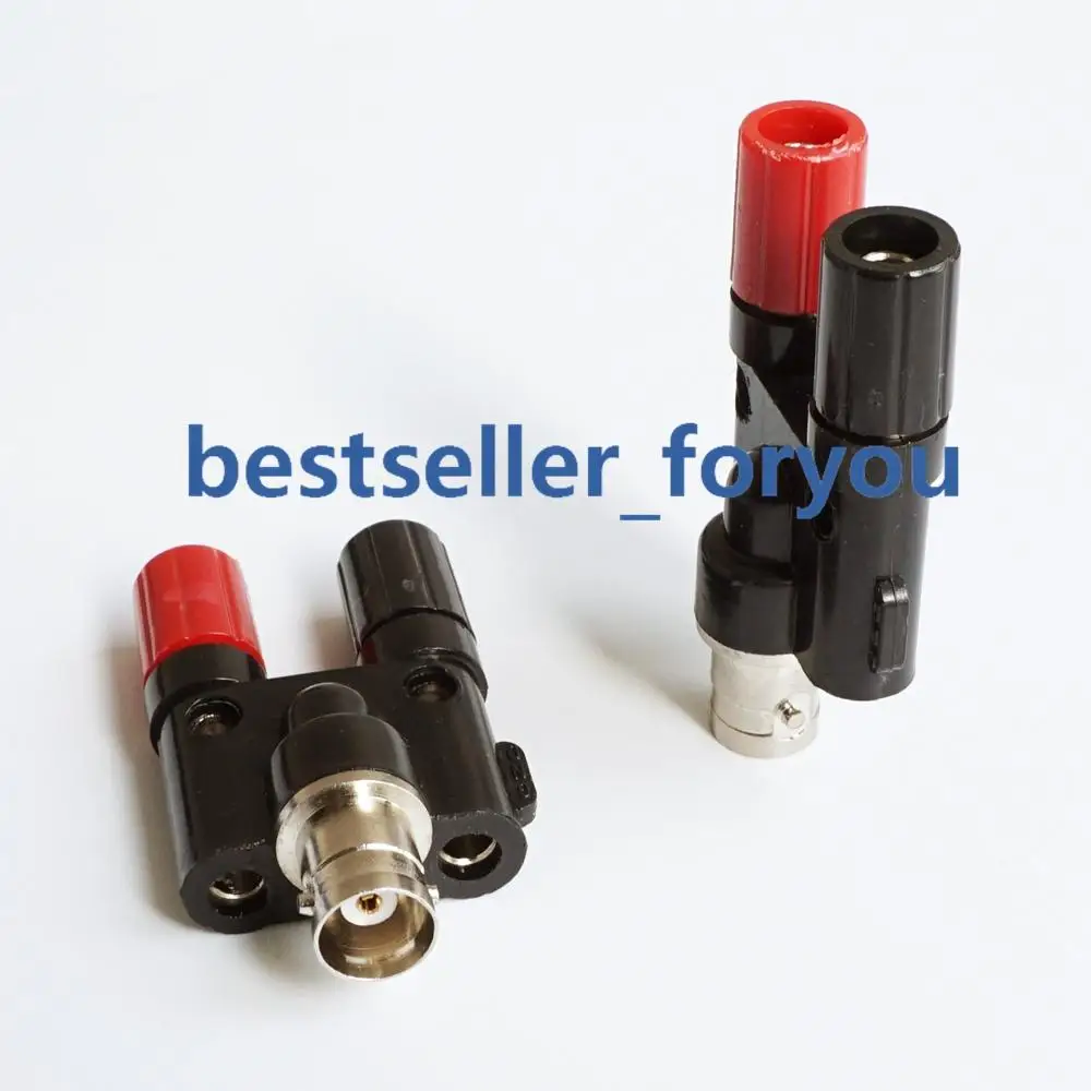 1Pcs Connector BNC Female To Two Dual 4mm Banana Binding Post Jack Connector Adapter