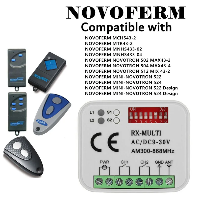 For Novoferm remote control 2 Channel 433.92 MHz 12-24V DC receiver GOOD