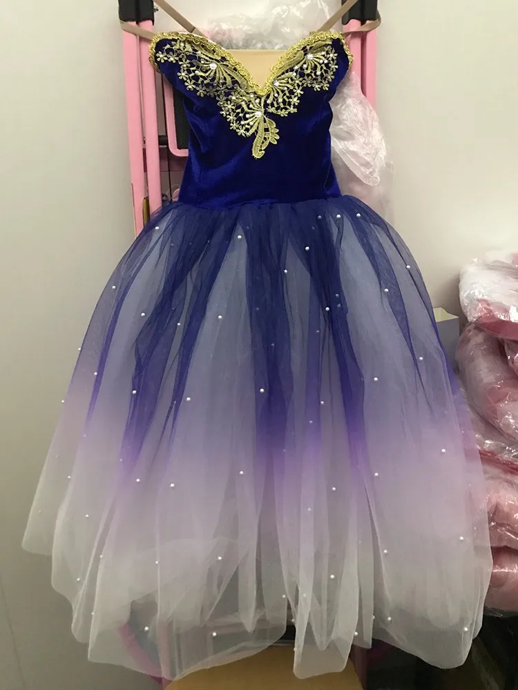 Blue Purple Long Ballet Tutu Girl Ballerina Costumes Child Kids Adult Ballet Dress Girls Women Ballerina Swan Lake Tutu Clothes