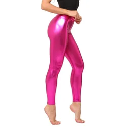 Plus Size Latex Metallic Leggings Candy color Faux Leather Legging Women legging