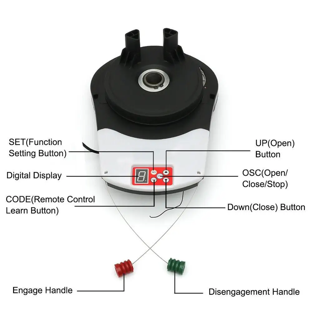 110V/220V 800N Garage Roller Door Auto Opener Motor with 2 Remote Control Automatic Door Operators for Rolling Gate