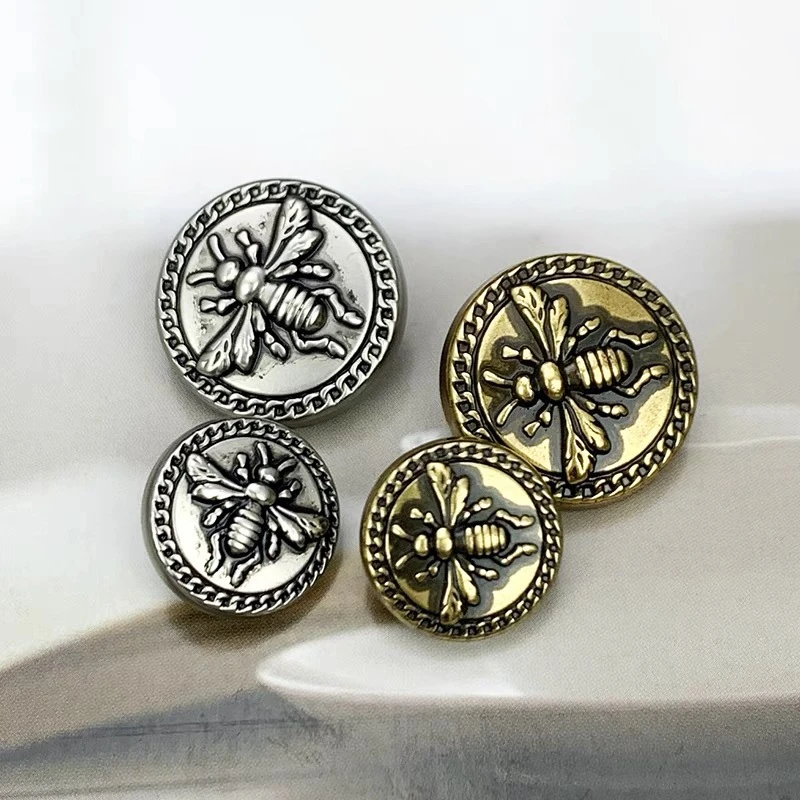 10pcs 15/20mm Bee Design Vintage Clothing Buttons Sewing Supplies and Accessories Metal Buttons for Clothing DIY Sewing Buttons