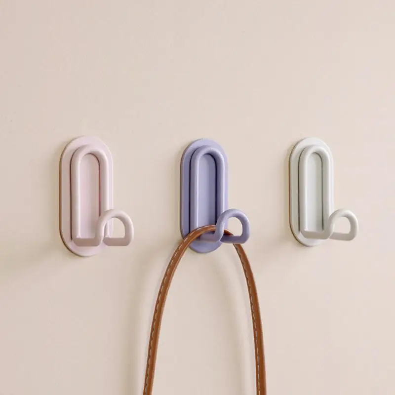 Punch-free Hook Self Adhesive Hook Wall Mount Strong Hooks Hanging Key Holder Suction Cup Bathroom Kitchen Storage Holder