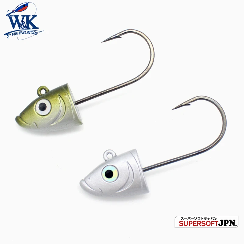 Fishing Lures with Jig Head 1/0 Hooks 12g 2pcs/pk for Soft Vinyl Weight 3/7 oz with Laser EYES Inshore JIG HEAD Hook