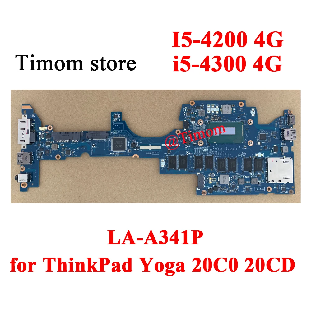 I5-4200 4G i5-4300 4G for ThinkPad Yoga 20C0 20CD Laptop Motherboard LA-A341P PN 00HT139 00HT181 00HT182 00HT140 00HT121 00HT122