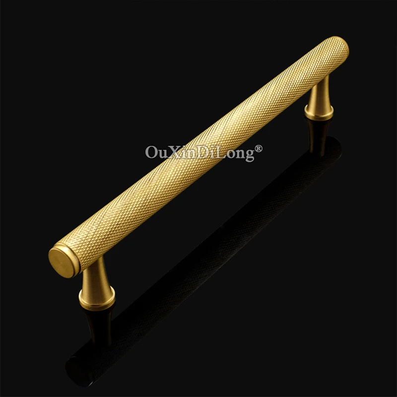 Elegant 2PCS Solid Brass Knurled Furniture Handles Drawer Pulls Cupboard Wardrobe Shoe Kitchen TV Cabinet Pull Handles and Knobs