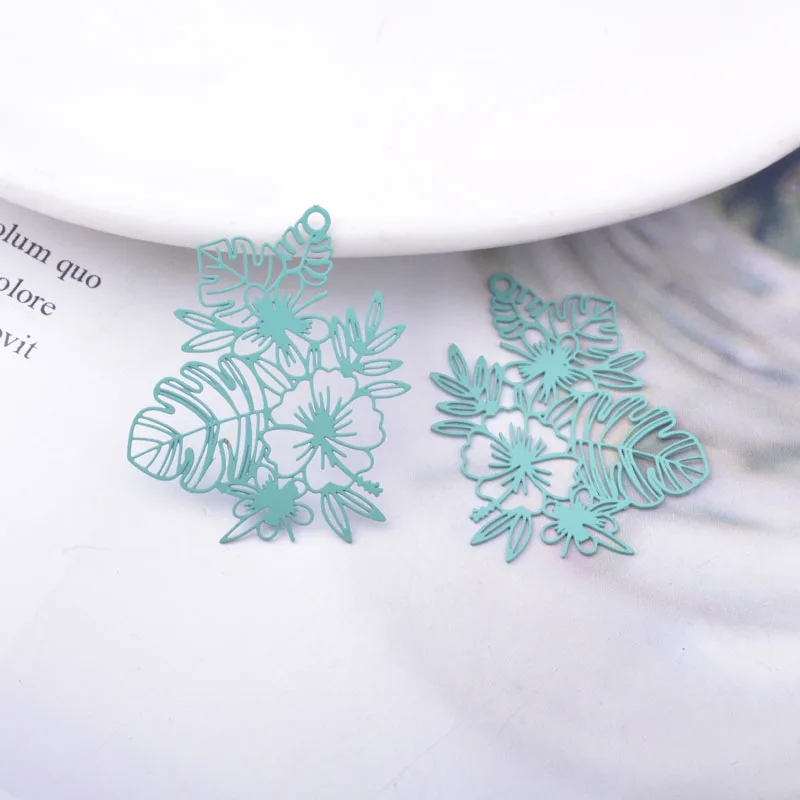 30 Stück AB6737 30*25mm Bemalte Messing-Tropenblätter-Anhänger DIY Schmuck Ohrring-Zubehör – Detail 7