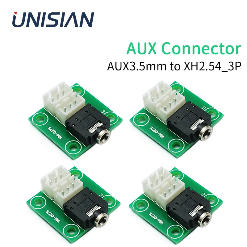 UNISIAN 1/4PCS AUX Connector Audio Signal Connection Board Earphone Jack Aux 3.5mm Socket to 2.54 mm 3pin interface Adapter