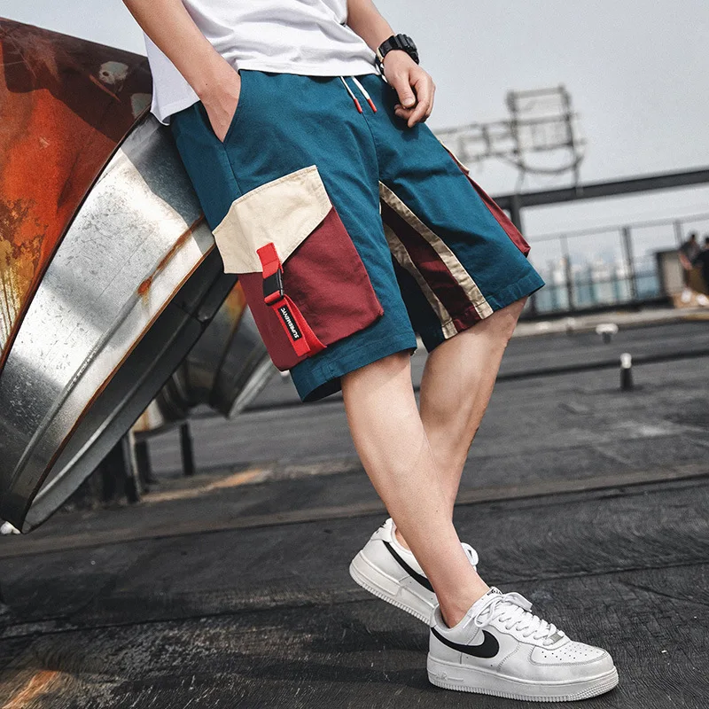 Men 2021 Summer New Casual Cargo Fashion Brand Loose Multi-Pocket Shorts Cotton Streetwear Knee-Length Beach Shorts Jogger Harem