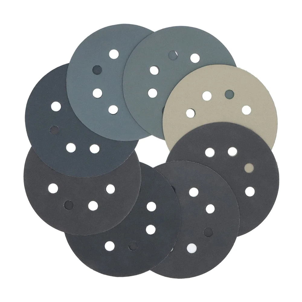 VIBRATITE 5 Inch 8 Holes Sanding Discs 35Pcs Hook&Loop Wet Dry Sandpaper Assorted 60-10000 Grit for Wood Metal Plastic Polishing