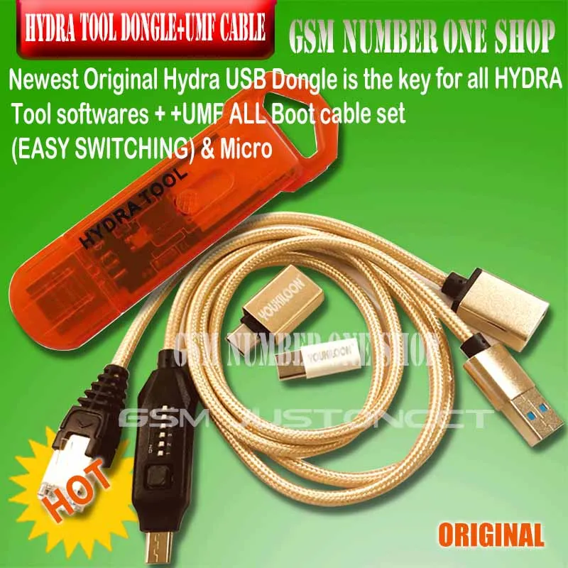 Original Hydra USB Dongle is the key for all HYDRA Tool softwares +UMF ALL Boot cable set (EASY SWITCHING)