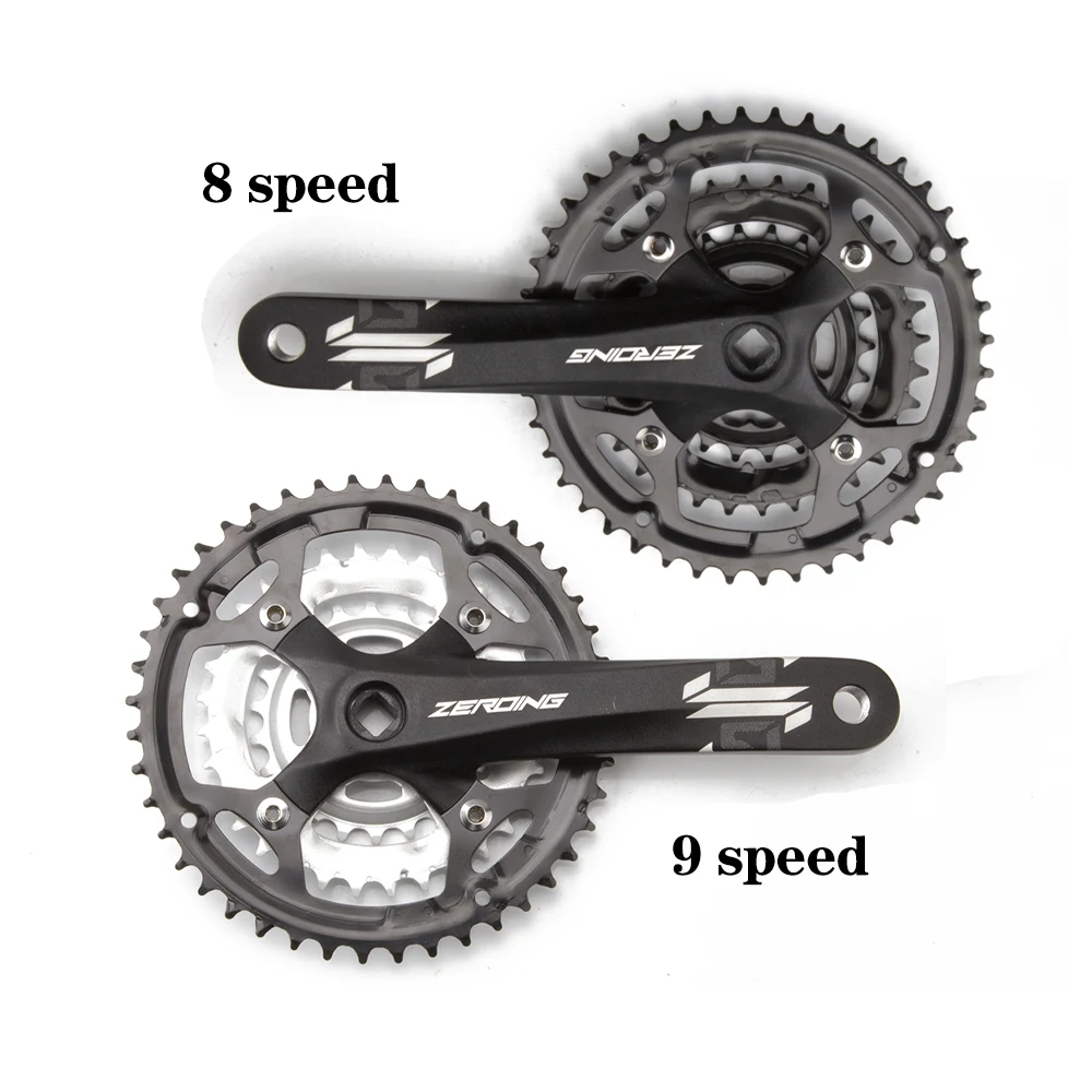 ZEROING Bicycle Pieces 8 sSpeed 9 Speed Three Disc Sprocket Square Hole Crank Group 170MM 22-32-42T，22-32-44T AM