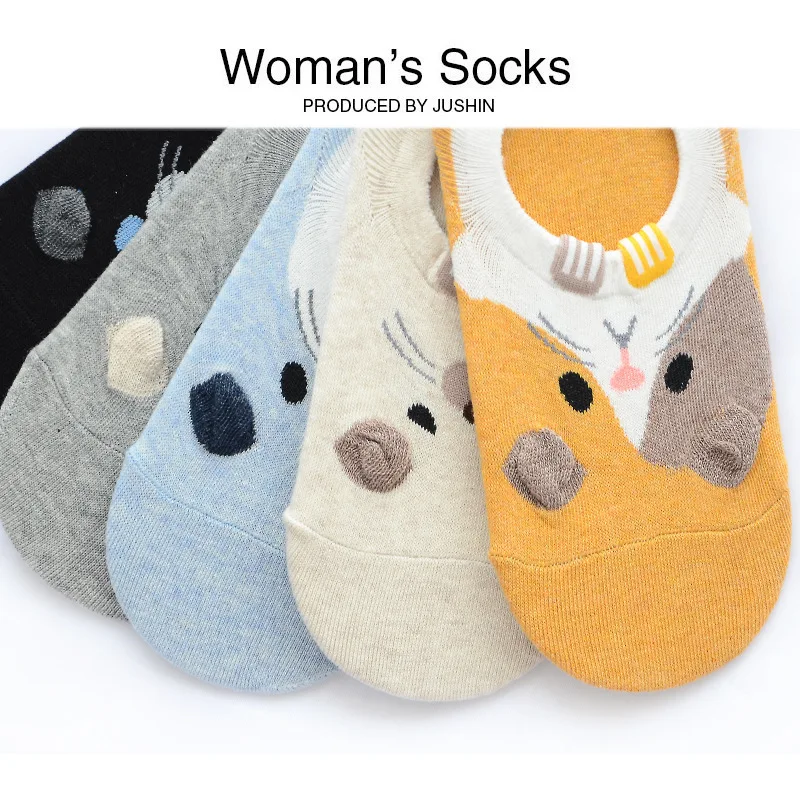 Stereo CAT Invisible Short Woman Sweat summer comfortable cotton girl boat socks ankle low female hosiery 1pair=2pcs XG19