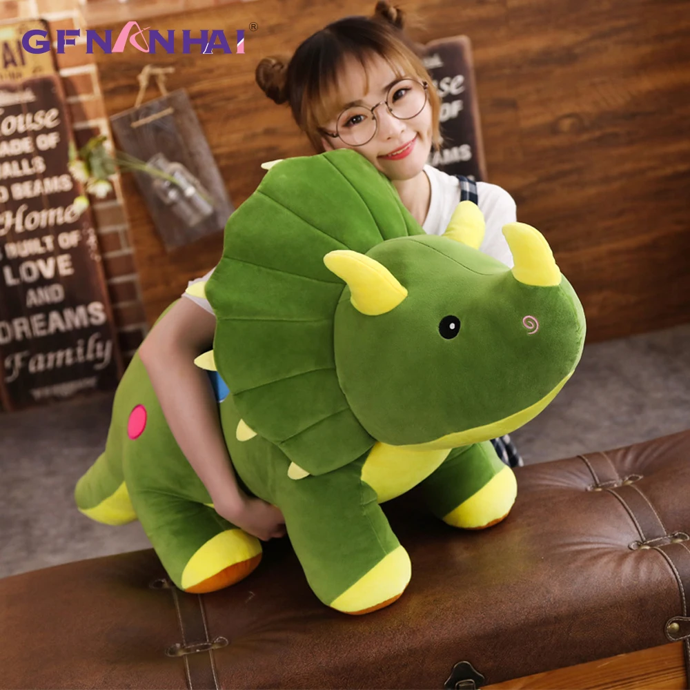 1pc 40-100CM simpatici triceratopo giocattoli di peluche animali creativi bambole di dinosauro farciti cuscino realistico bambini ragazzi regali di compleanno